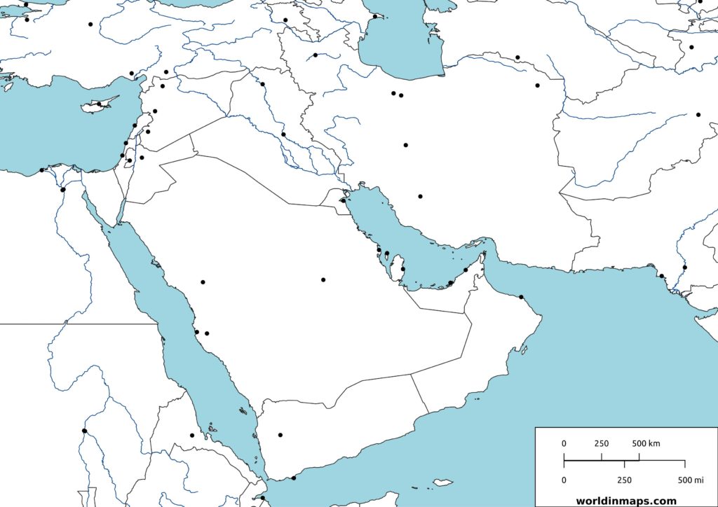 blank map of middle east