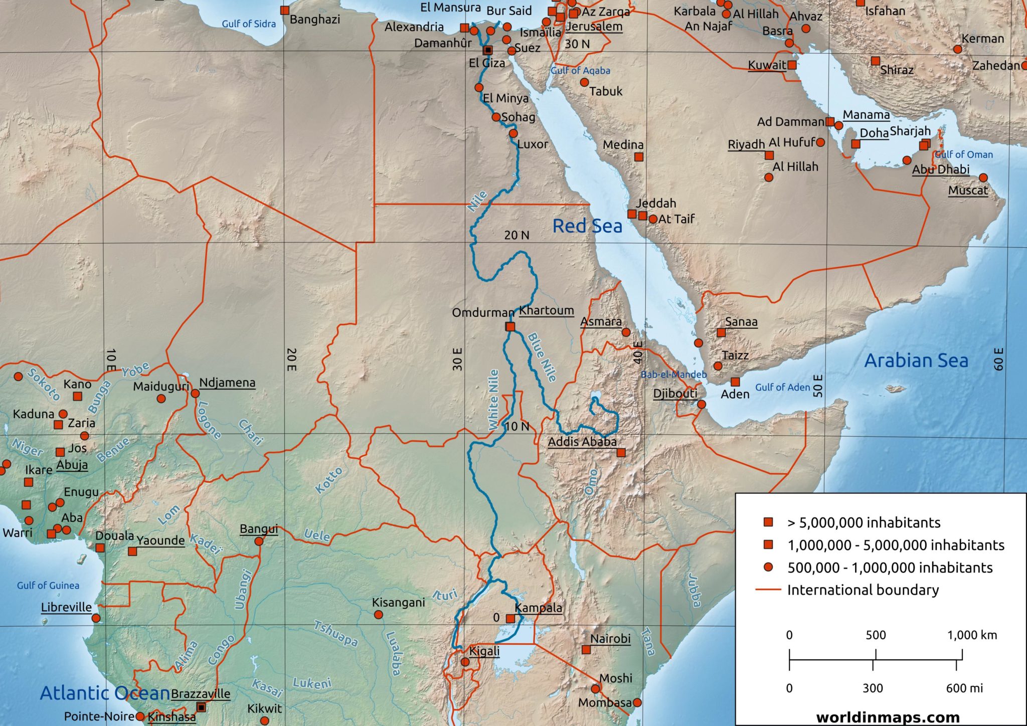 Nile River Map 2048x1448 