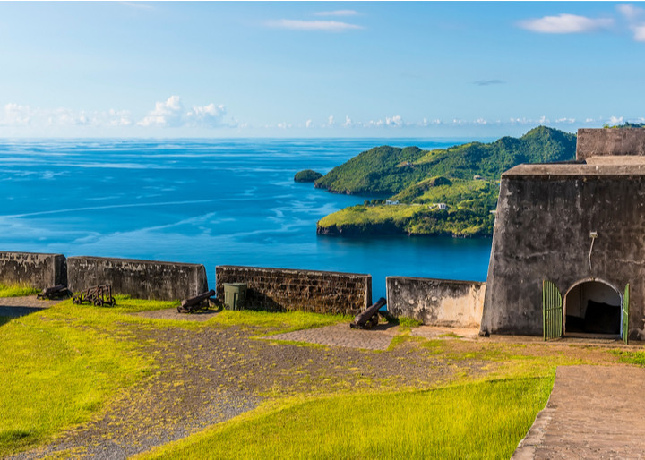 A view across Fort Charlotte in Kingstown on Saint Vincent