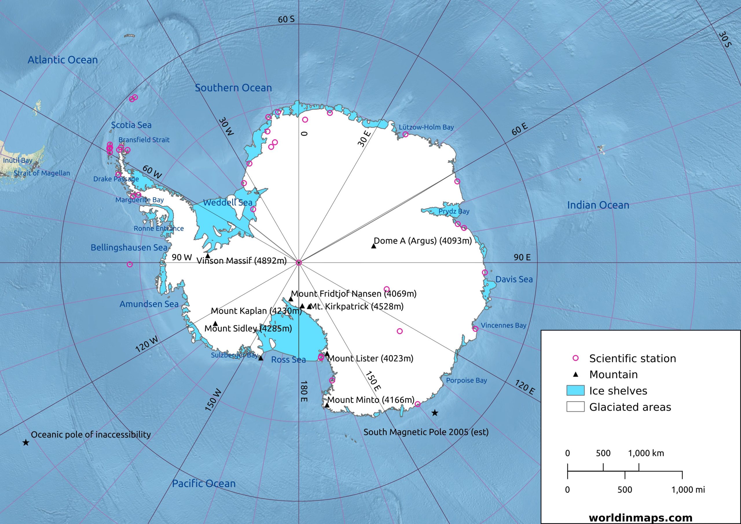 Physical Map Of Antarctica World In Maps