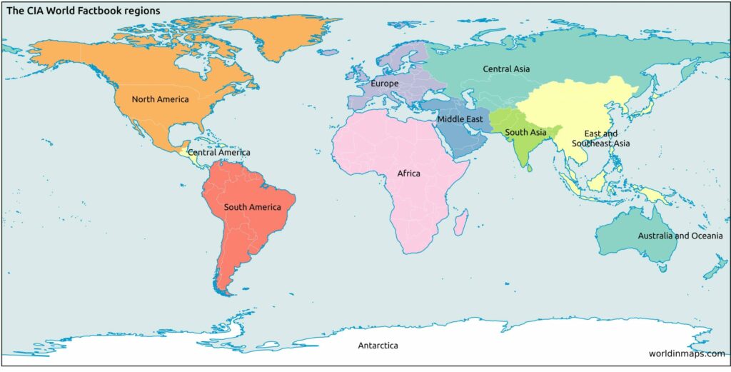 Map of the CIA World Factbook regions