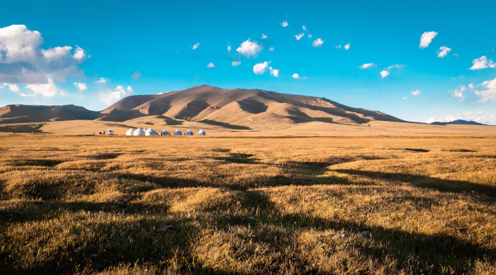 Endless fields of Naryn region in Kyrgyzstan