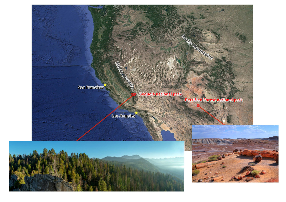 Map of the consequence of the Foehn winds in California and Oregon