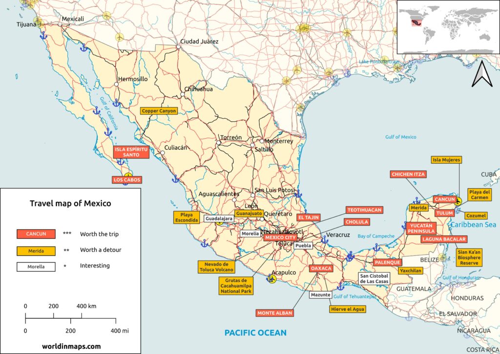 Mexico travel map