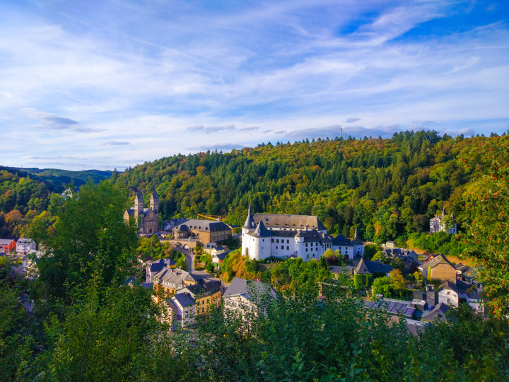 Picture of the Clervaux castle and the Benedictine Abbey of St. Maurice and St. Maur
