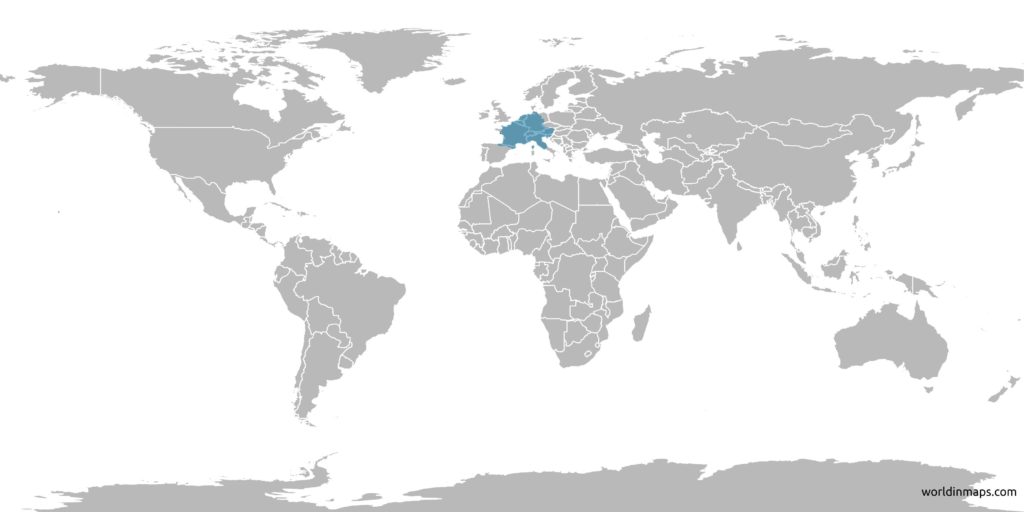 The Carolingian Empire location on the world map