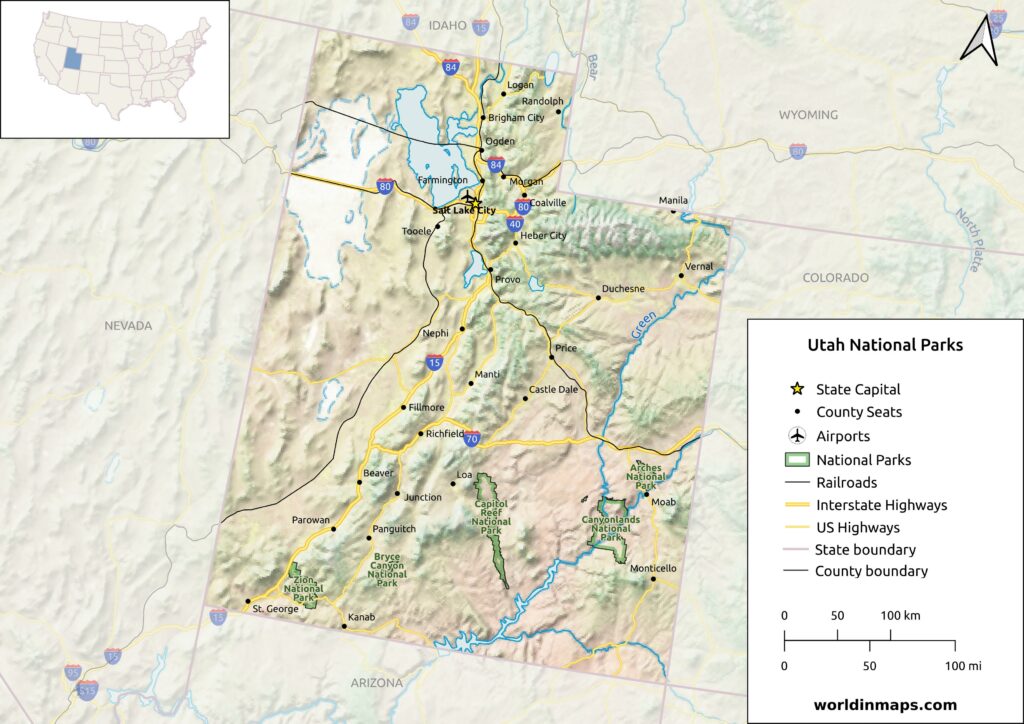 Utah national parks map