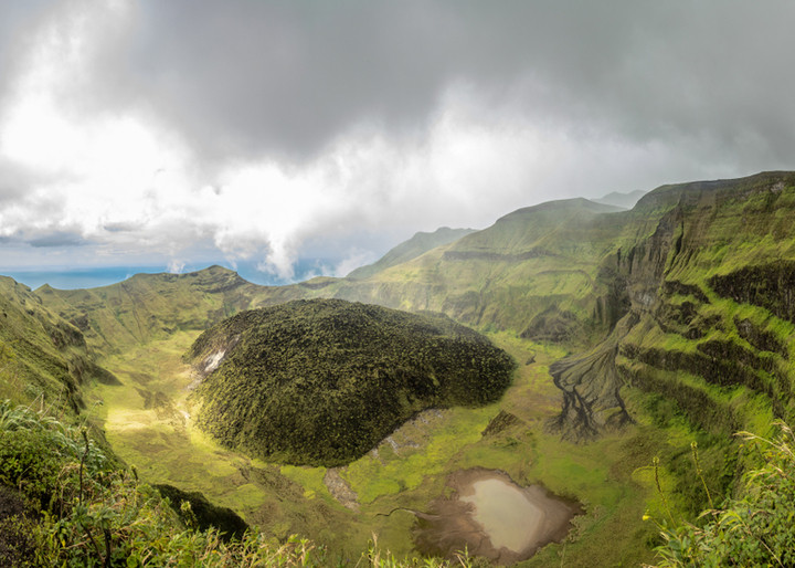 View on the crater of the La Soufriere volcano
