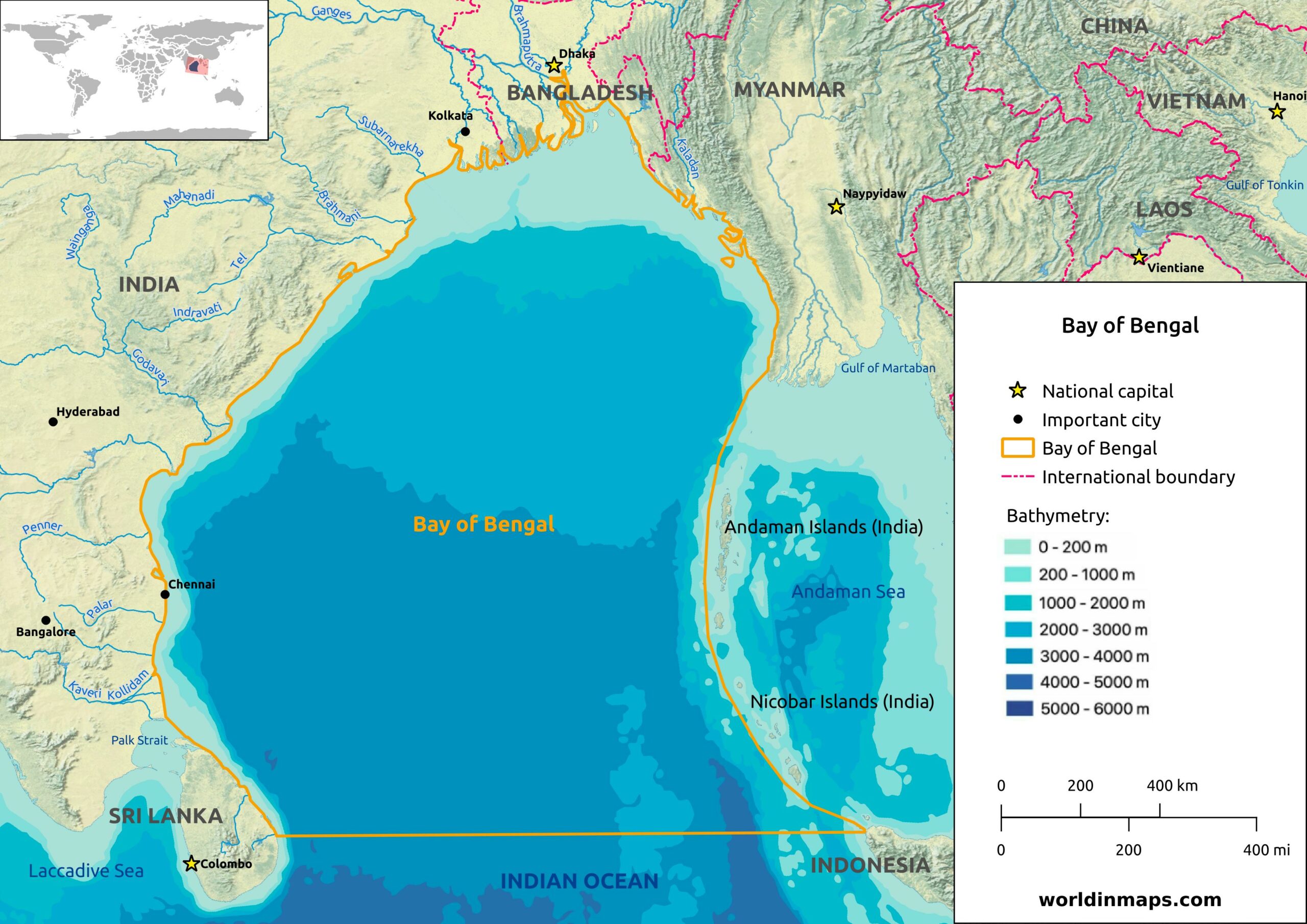 bay of bengal on world map