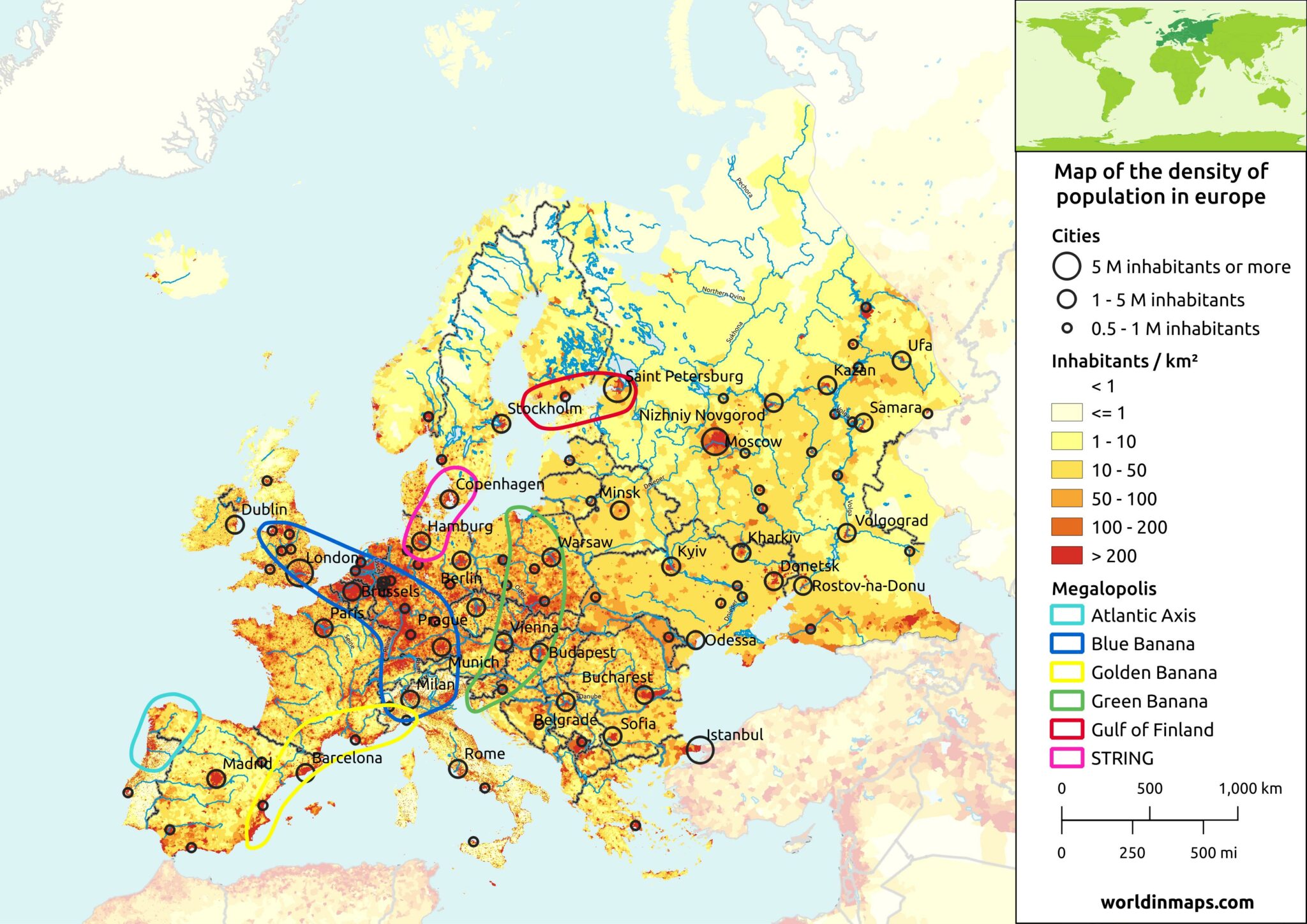 Population of Europe World in maps