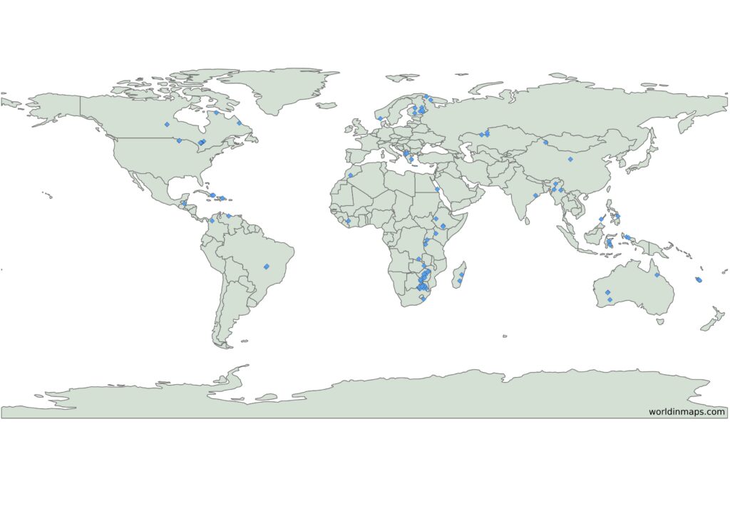 map with the major nickel deposits in the world