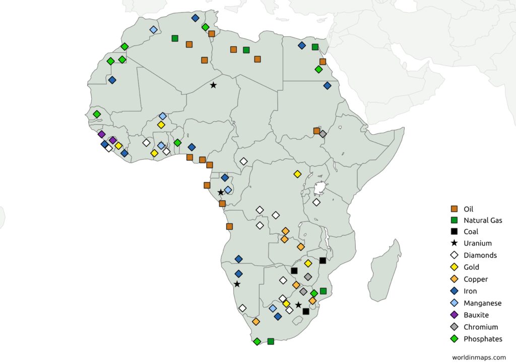 map of natural resources in Africa