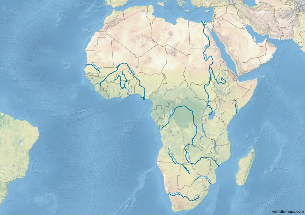 Physical Map Of Africa With Rivers