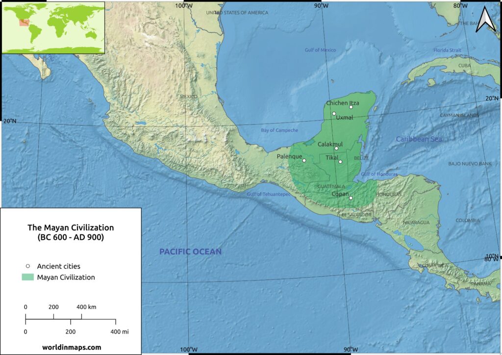 Map of the Mayan civilization