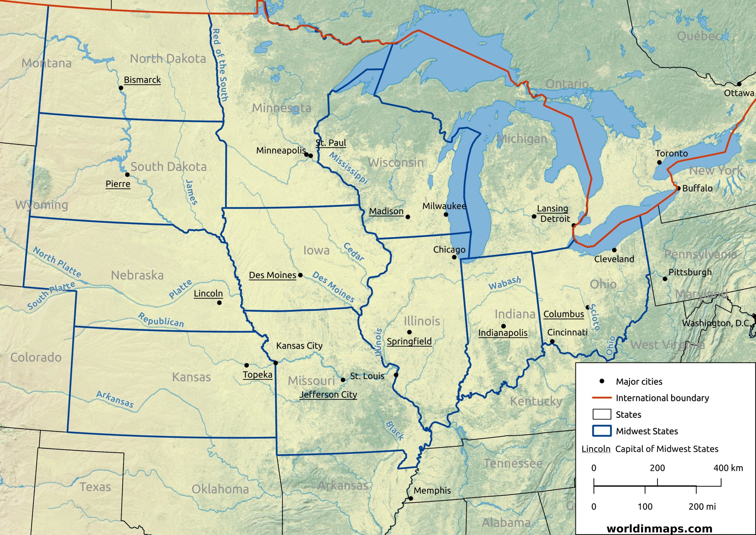 Midwest (Midwestern United States) World in maps