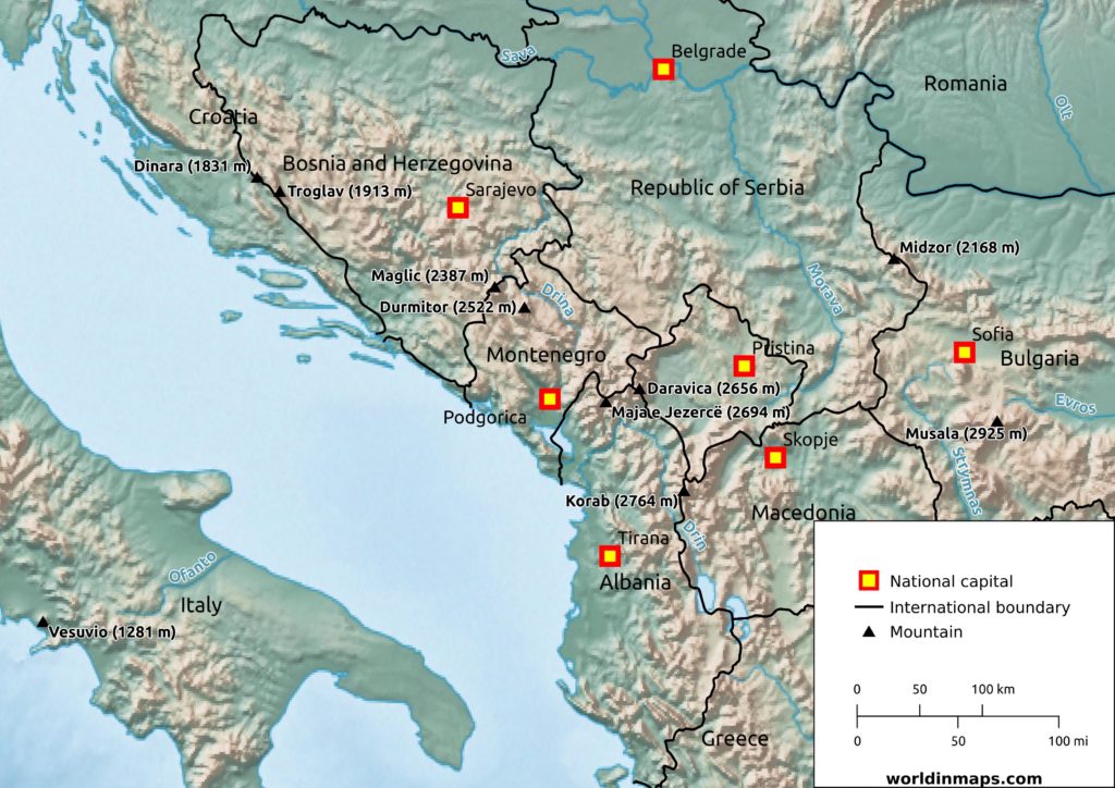 Karta Montenegro Montenegro Data And Statistics Europa Karta   Physical Map Of Montenegro 1024x724 