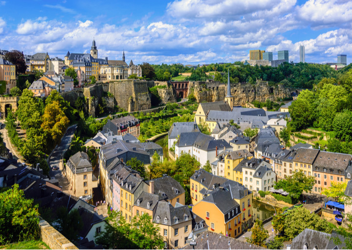 Picture of the city of Luxembourg with the view on the old city and the Grund quarter