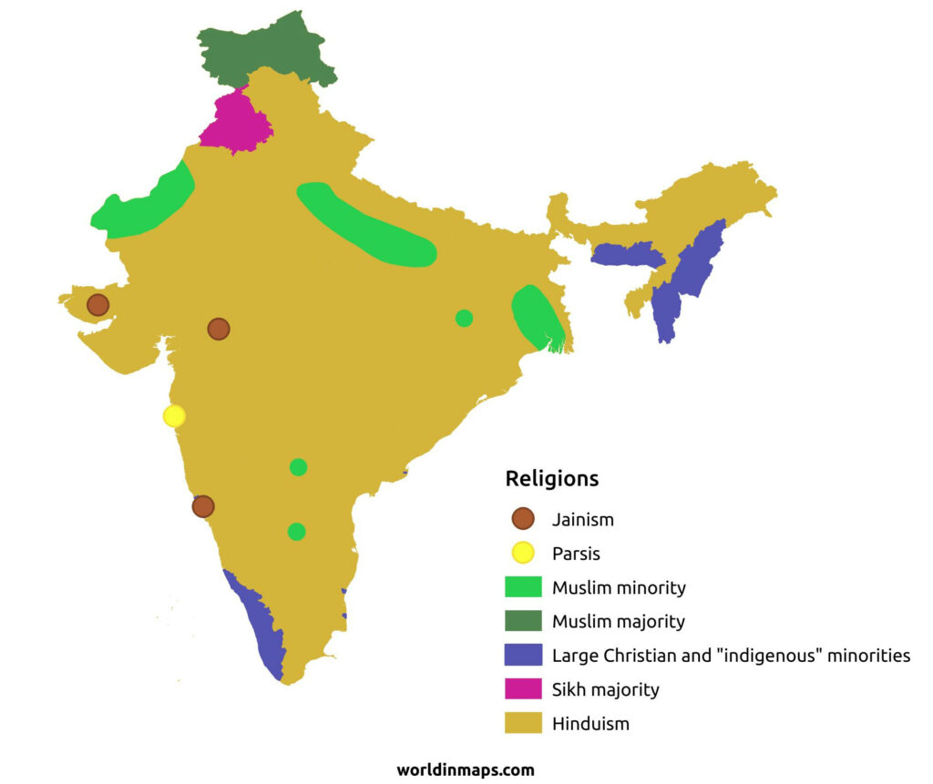 Religion map of India