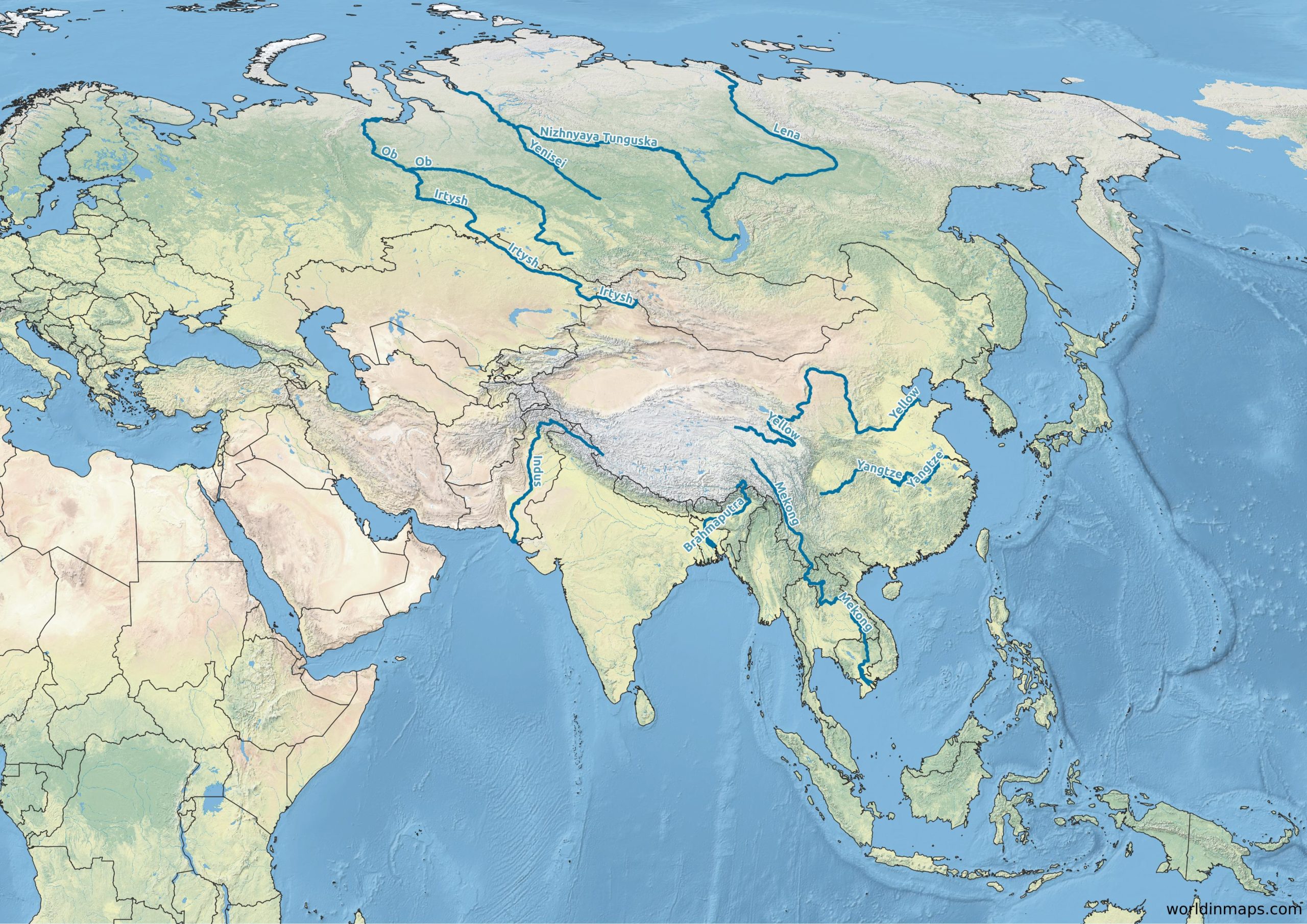 Physical maps of Asia - World in maps