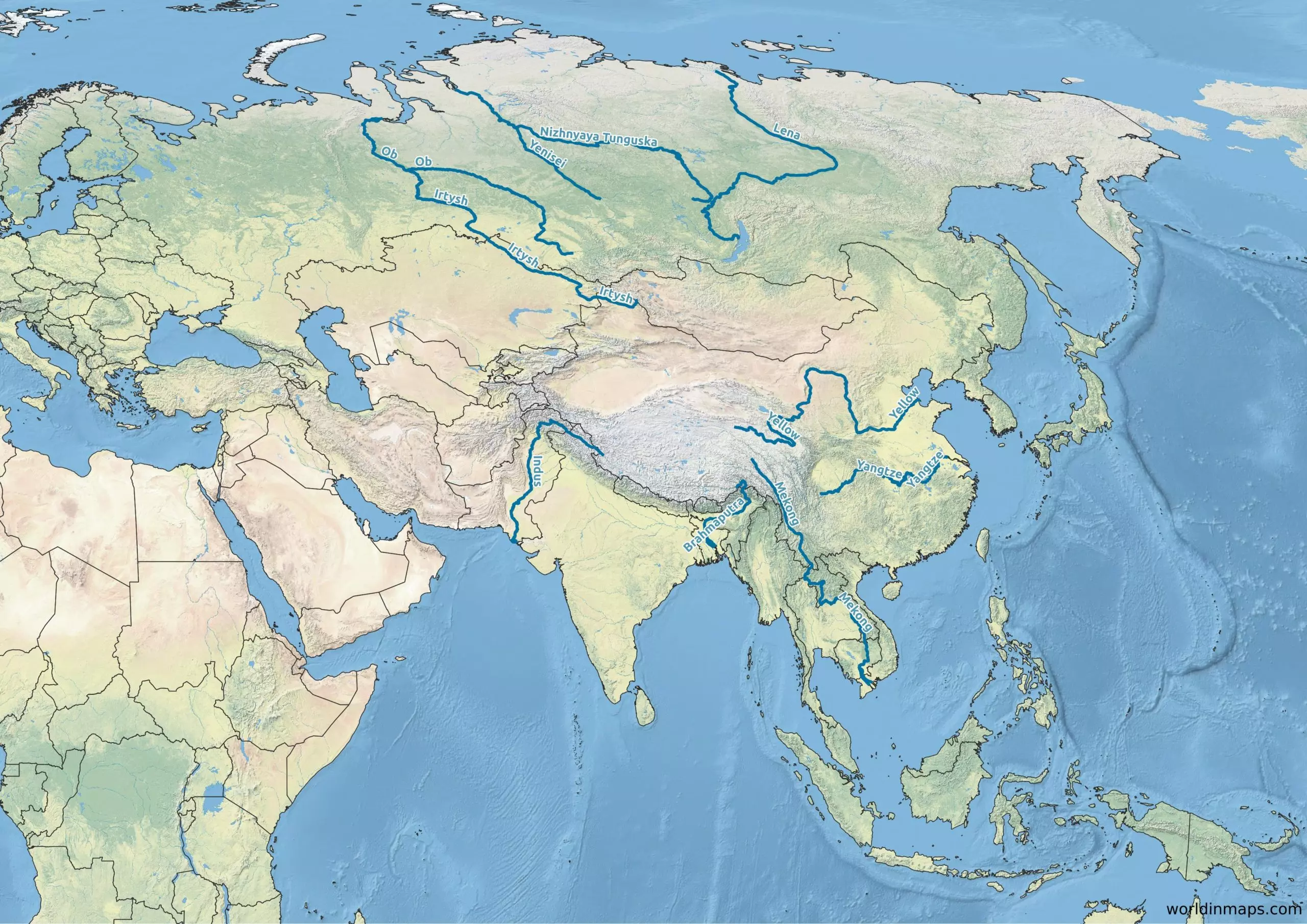 Physical Maps Of Asia World In Maps   Rivers Of Asia Map Scaled 