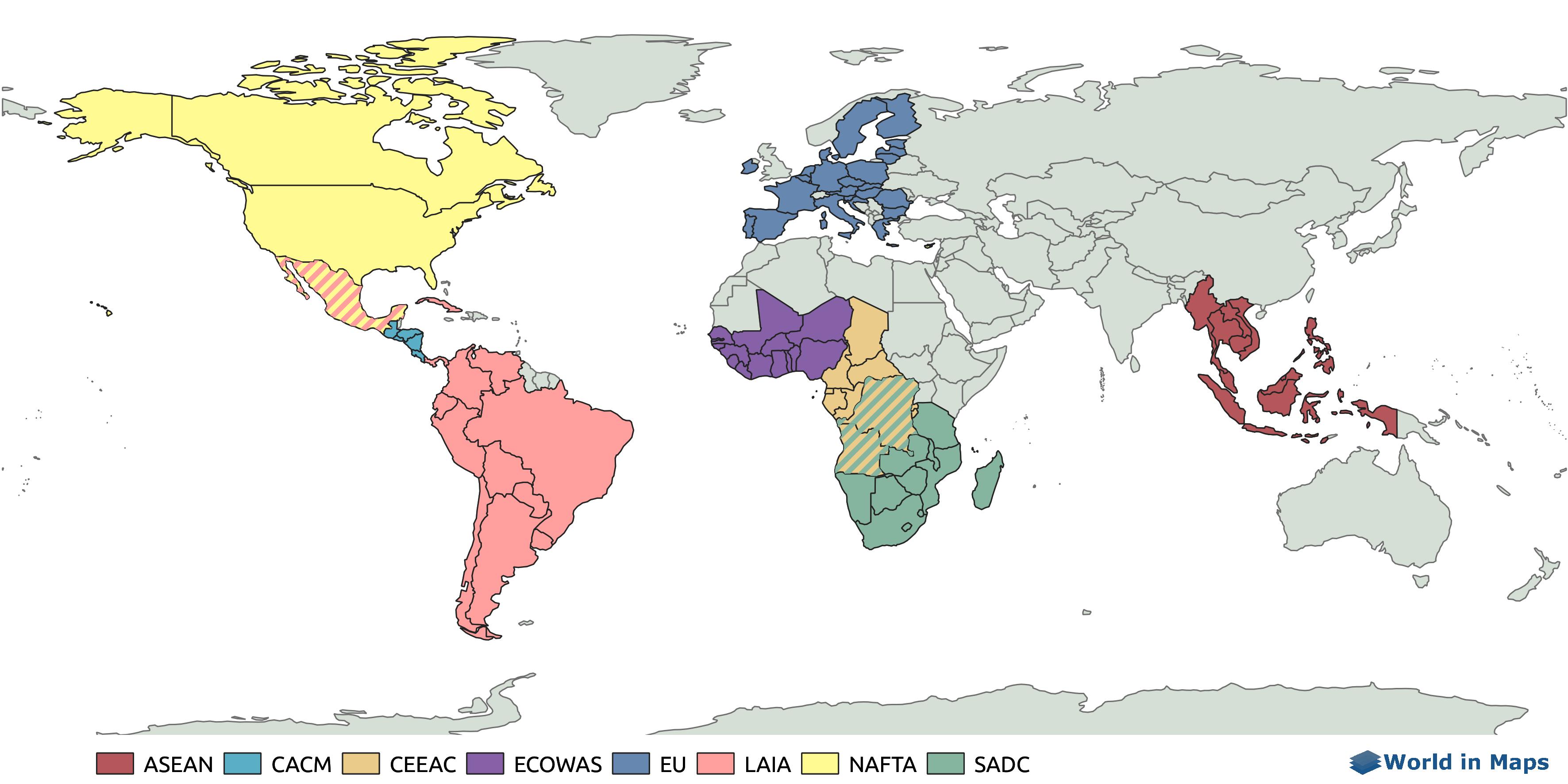 Nafta Map   Trade Blocs 