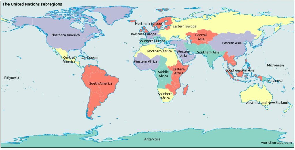 Map of the United Nations geographical subregions