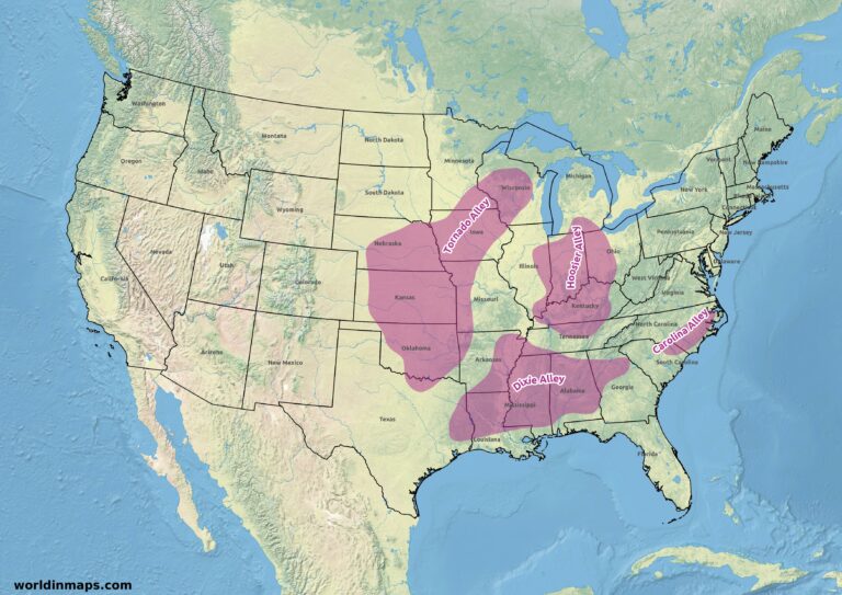 Tornadoes around the world world in maps
