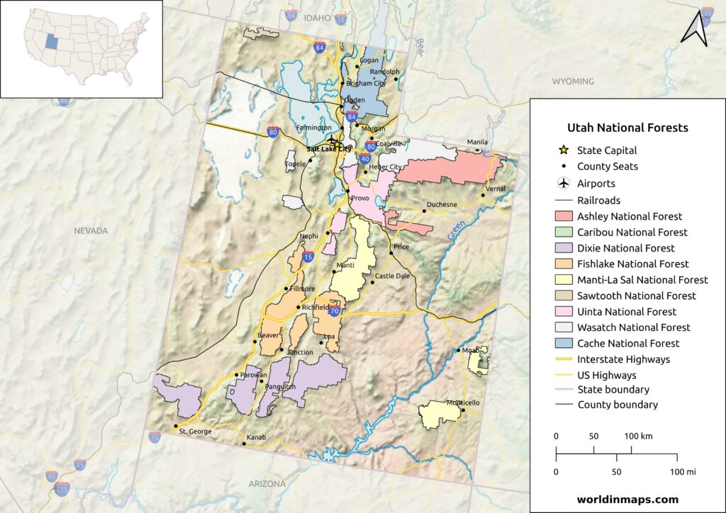 utah national forests map