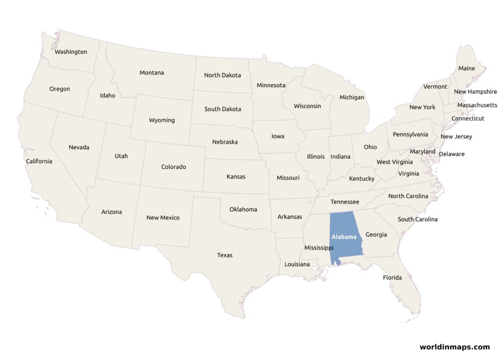 where is Alabama located on the map