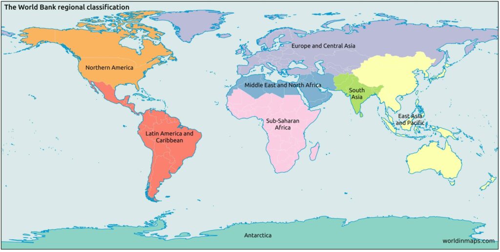 Map of the World Bank Regional classification