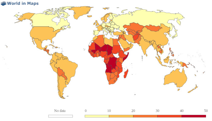 world map of the birth rates