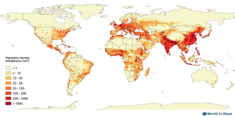 World Population Density Map By Continent 6633